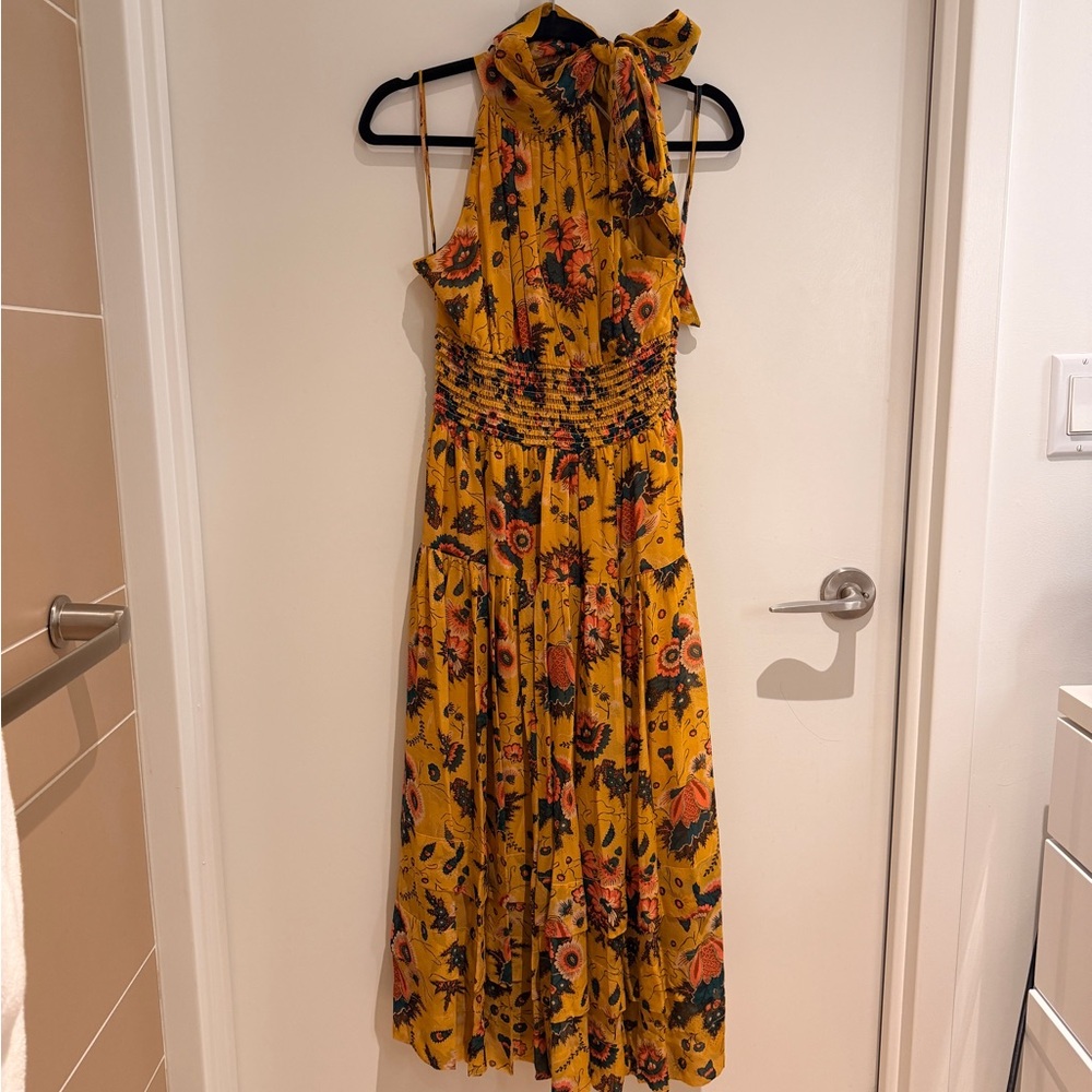 Ulla Johnson Maya Floral Tie-Neck Silk Maxi Dress - NWT